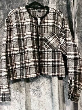 BoohooMAN Black & White Plaid Cropped Jacket
